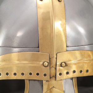 Antikna replika srednjovjekovne kacige za LARP srebrna čelična