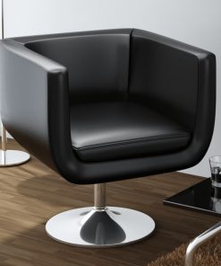 Barska stolica od umjetne kože crna