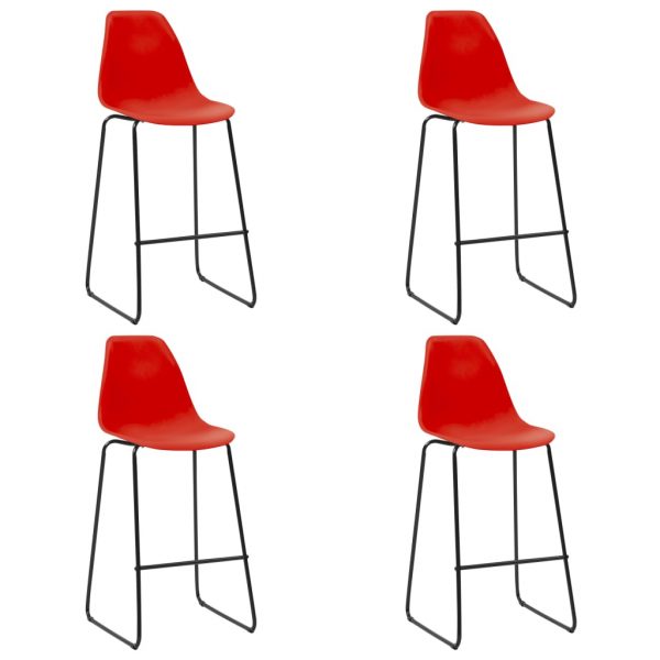 Barske stolice 4 kom crvene plastične