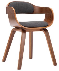 Blagovaonska stolica od tkanine i savijenog drva tamnosiva
