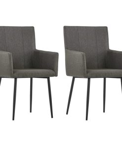 Blagovaonske stolice 2 kom smeđe-sive od tkanine