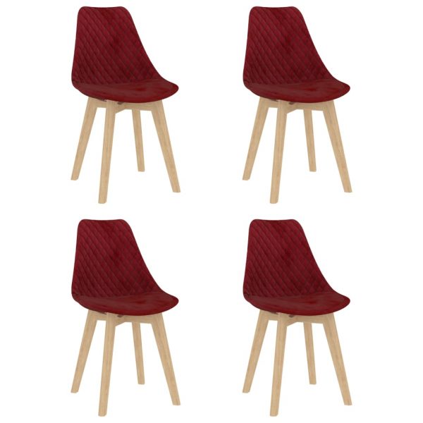Blagovaonske stolice 4 kom crvena boja vina baršunaste