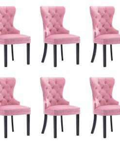 Blagovaonske stolice 6 kom ružičaste baršunaste