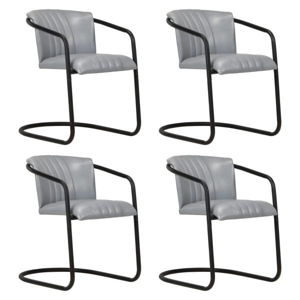 Blagovaonske stolice od prave kože 4 kom sive