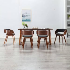 Blagovaonske stolice od savijenog drva i tkanine 6 kom sive