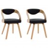 Blagovaonske stolice od savijenog drva i umjetne kože 2 kom crne