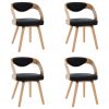 Blagovaonske stolice od savijenog drva i umjetne kože 4 kom crne
