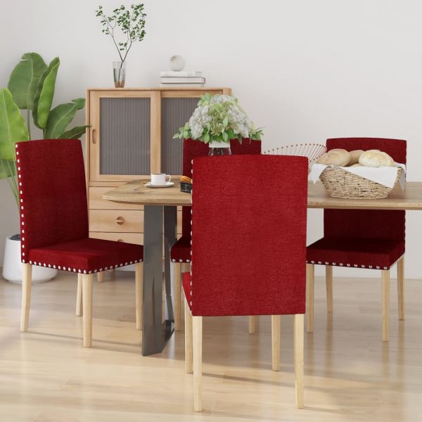 Blagovaonske stolice od tkanine 4 kom crvena boja vina