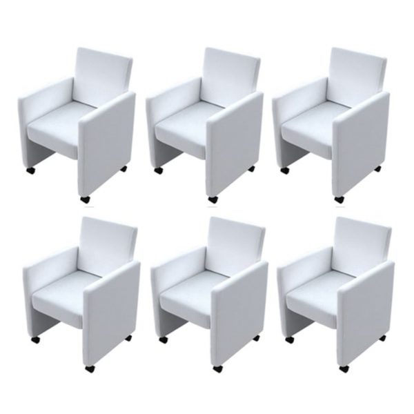 Blagovaonske stolice od umjetne kože 6 kom bijele