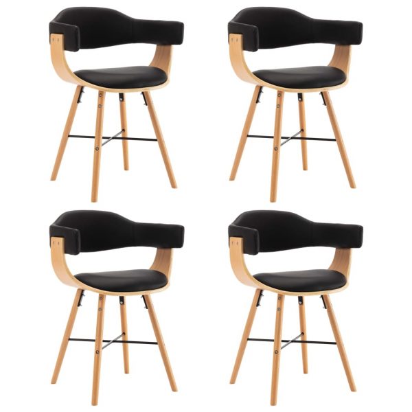 Blagovaonske stolice od umjetne kože i drva 4 kom crne