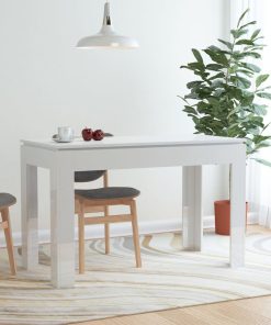 Blagovaonski stol visoki sjaj bijeli 120 x 60 x 76 cm iverica