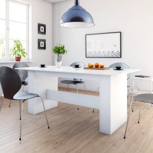 Blagovaonski stol visoki sjaj bijeli 180 x 90 x 76 cm iverica