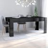 Blagovaonski stol visoki sjaj crni 180 x 90 x 76 cm od iverice