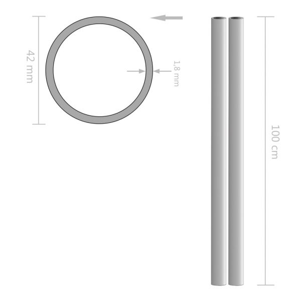 Cijevi od nehrđajućeg čelika 2 kom okrugle V2A 1m Ø 42 x 1
