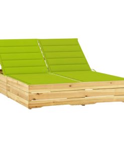 Dvostruka ležaljka s jarko zelenim jastucima od borovine