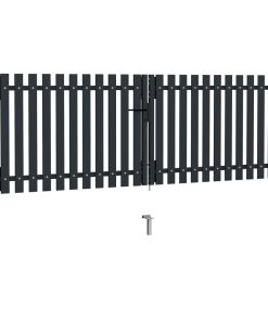 Dvostruka vrata za ogradu od čelika 306 x 150 cm antracit