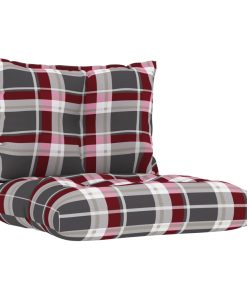 Jastuci za sofu od paleta 2 kom crveni karirani od tkanine