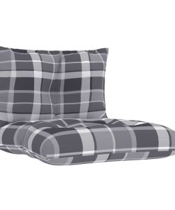 Jastuci za sofu od paleta 2 kom sivi karirani od tkanine