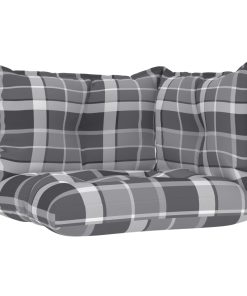 Jastuci za sofu od paleta 3 kom sivi karirani od tkanine