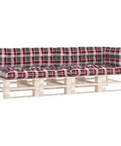 Jastuci za sofu od paleta 5 kom crveni s kvadratnim uzorkom
