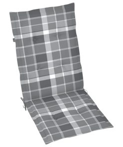 Jastuci za vrtne stolice 2 kom sivi karirani 120 x 50 x 4 cm