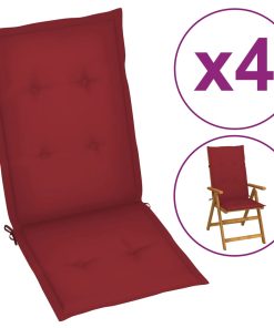 Jastuci za vrtne stolice 4 kom crvena boja vina 120 x 50 x 4 cm