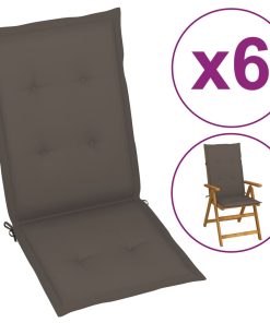 Jastuci za vrtne stolice 6 kom smeđe-sivi 120 x 50 x 4 cm