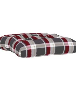 Jastuk za otoman od paleta crveni karirani od tkanine
