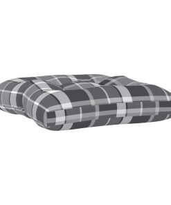 Jastuk za otoman od paleta sivi karirani od tkanine