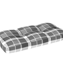 Jastuk za sofu od paleta sivi karirani 80 x 40 x 12 cm