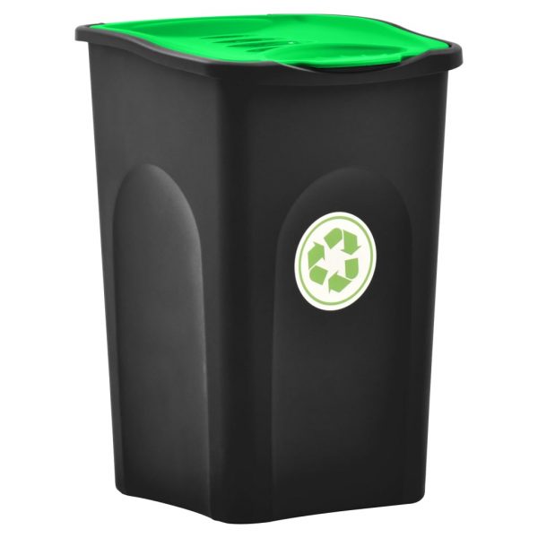 Kanta za smeće s preklopnim poklopcem 50 L crno-zelena