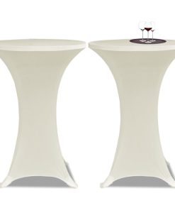 Krem rastežljiv stolnjak za stolove Ø70 2 kom