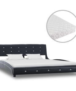 Krevet od umjetne kože s madracem crni 160 x 200 cm