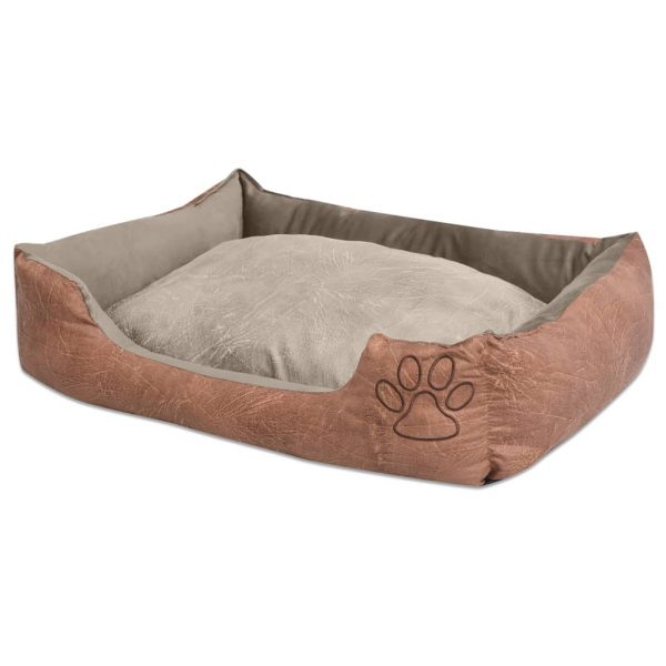 Krevet za pse s jastukom PU umjetna koža veličina XXL Bež