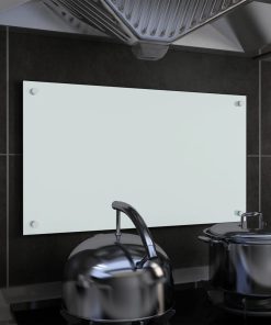 Kuhinjska zaštita od prskanja bijela 70 x 40 cm kaljeno staklo