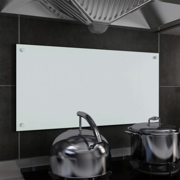 Kuhinjska zaštita od prskanja bijela 80 x 40 cm kaljeno staklo