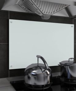 Kuhinjska zaštita od prskanja bijela 80 x 50 cm kaljeno staklo