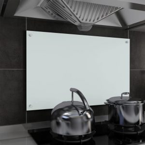 Kuhinjska zaštita od prskanja bijela 80 x 50 cm kaljeno staklo
