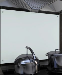 Kuhinjska zaštita od prskanja bijela 80 x 60 cm kaljeno staklo