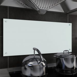 Kuhinjska zaštita od prskanja bijela 90 x 40 cm kaljeno staklo