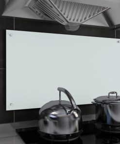 Kuhinjska zaštita od prskanja bijela 90 x 50 cm kaljeno staklo