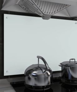 Kuhinjska zaštita od prskanja bijela 90 x 60 cm kaljeno staklo