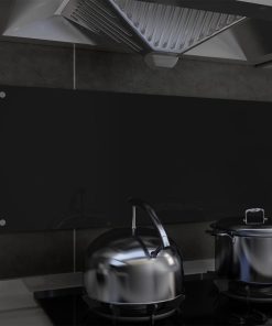 Kuhinjska zaštita od prskanja crna 100 x 40 cm kaljeno staklo