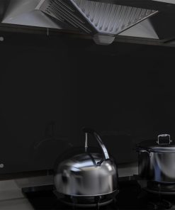 Kuhinjska zaštita od prskanja crna 100 x 60 cm kaljeno staklo