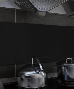 Kuhinjska zaštita od prskanja crna 90 x 40 cm kaljeno staklo