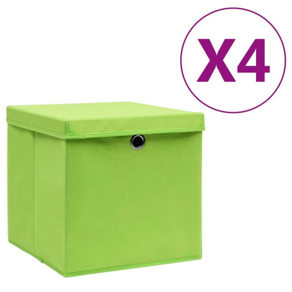 Kutije za pohranu s poklopcima 4 kom 28 x 28 x 28 cm zelene