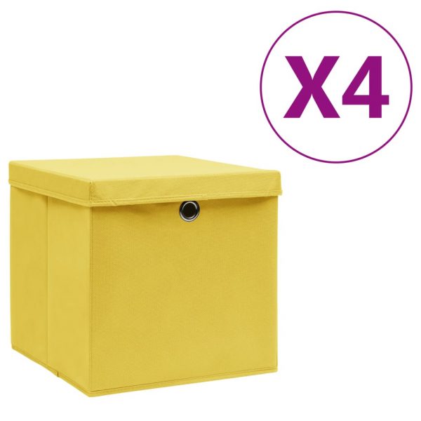 Kutije za pohranu s poklopcima 4 kom 28 x 28 x 28 cm žute