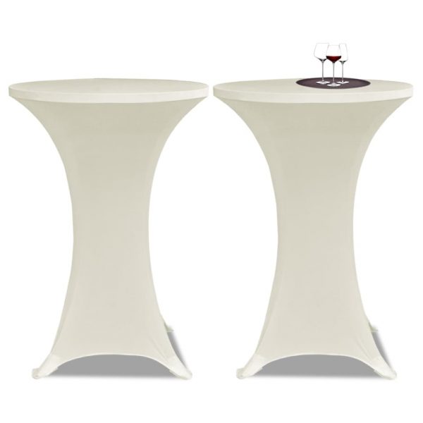 Navlaka za stol za stajanje Ø 70 cm krem rastezljiva 4 kom