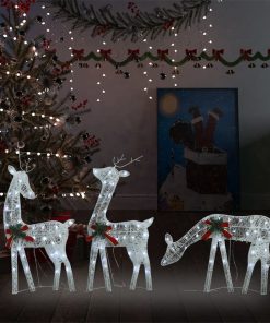 Obitelj božićnih sobova 270 x 7 x 90 cm srebrna bijela mrežasta