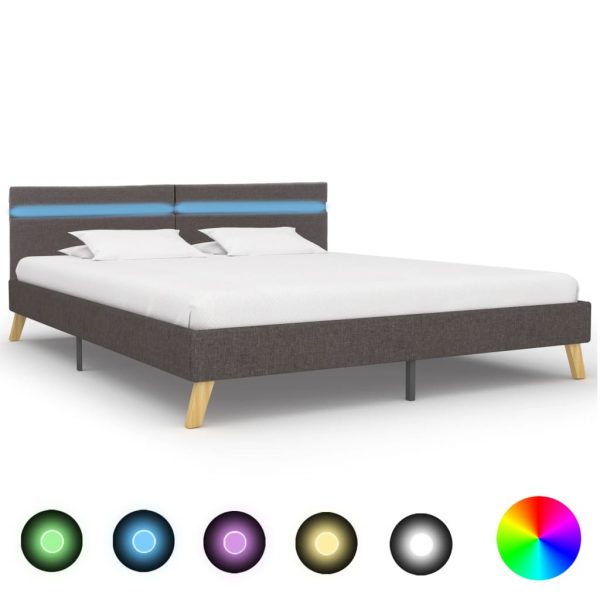 Okvir za krevet od tkanine LED svjetlosivi 180 x 200 cm